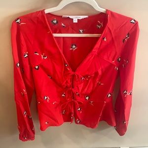 INTERMIX Red Floral Cardigan Size 4